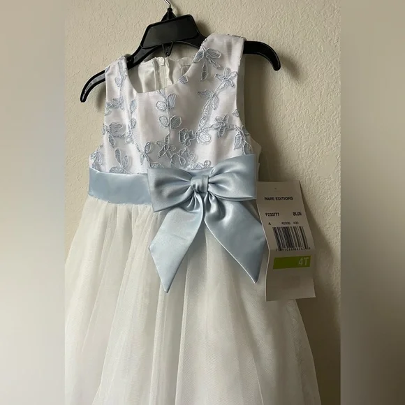 NWT Rare Editions Toddlers Occasion Dress Tulle Lace Combination with Trim/Sash - Picture 9 of 10